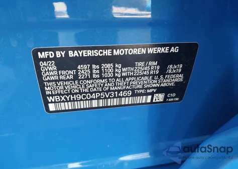 2023 BMW X2 Sdrive28I z USA, uszkodzony, nr VIN WBXYH9C04P5V31469